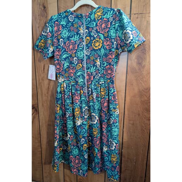 Vintage Lularoe Dress Amelia Womens Medium M Med Zipper Floral Pockets Flowers - Picture 2 of 8